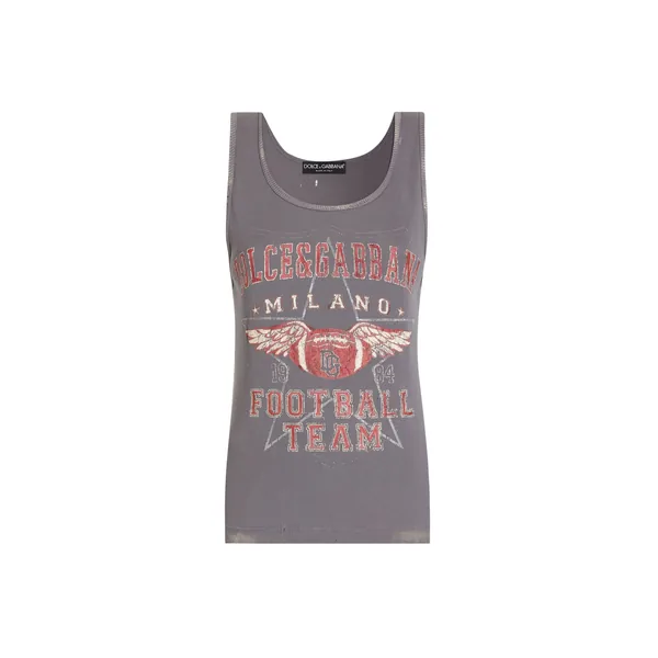 Dolce & Gabbana Ribbed tank top with distressed effect and print