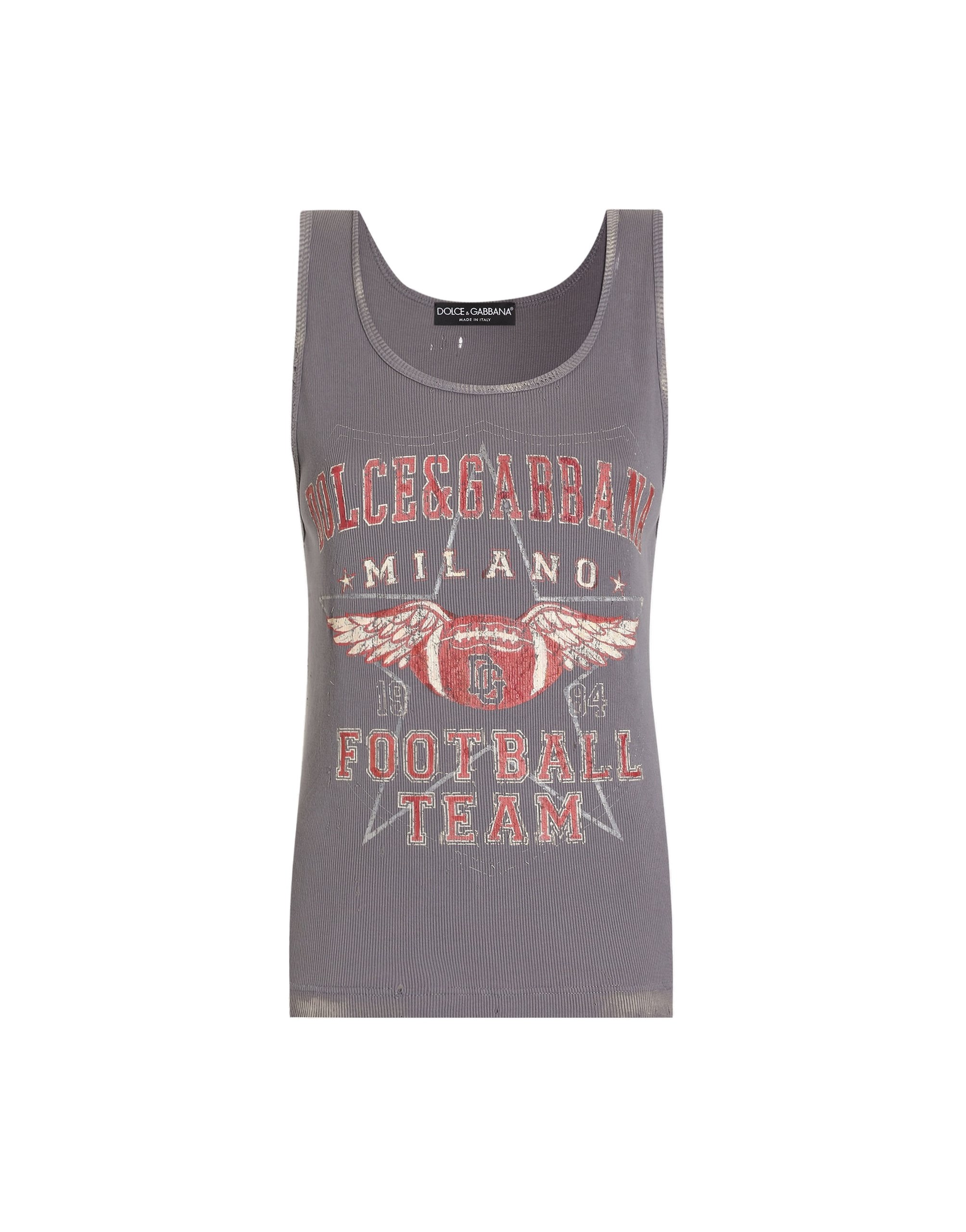 Dolce & Gabbana Ribbed tank top with distressed effect and print