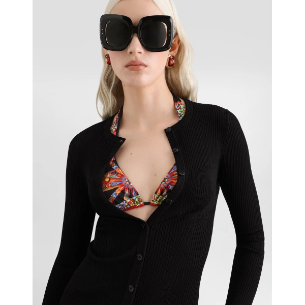Dolce & Gabbana Ribbed viscose knit cardigan, view 4