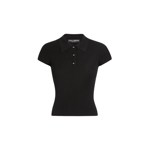 Dolce & Gabbana Ribbed viscose polo-shirt Top