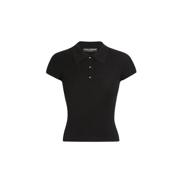 Dolce & Gabbana Ribbed viscose polo-shirt Top