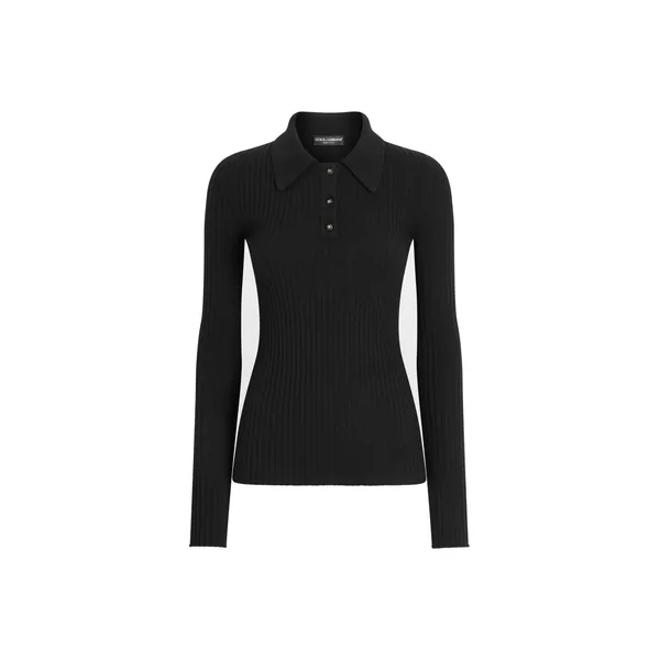 Dolce & Gabbana Ribbed wool polo-style sweater
