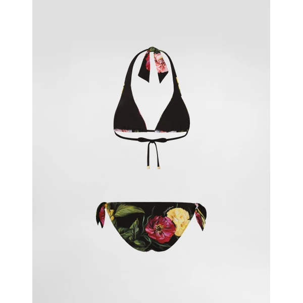 Dolce & Gabbana Rose and Peony-print padded triangle bikini, view 2