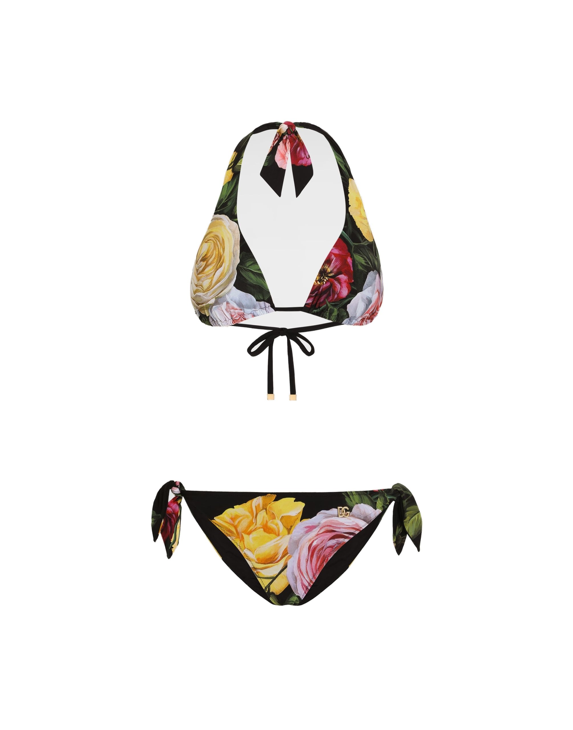 Dolce & Gabbana Rose and Peony-print padded triangle bikini