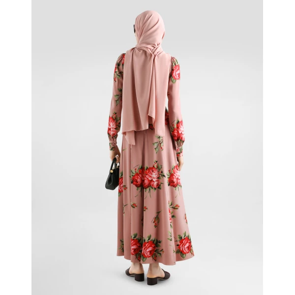 Dolce & Gabbana Rose bouquet-print charmeuse long dress, view 3