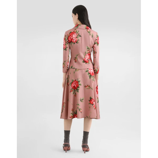 Dolce & Gabbana Rose bouquet-print charmeuse single-breasted jacket, view 3