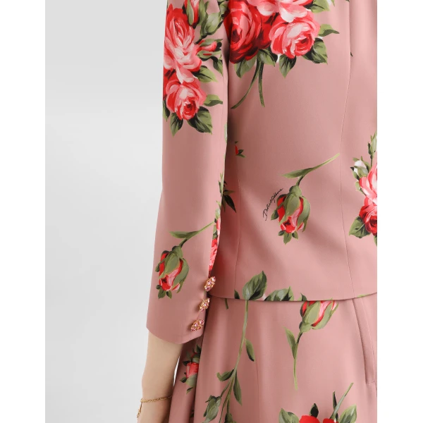 Dolce & Gabbana Rose bouquet-print charmeuse single-breasted jacket, view 5