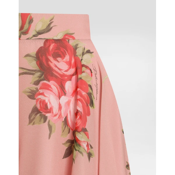 Dolce & Gabbana Rose bouquet-print chiffon circle skirt, view 3