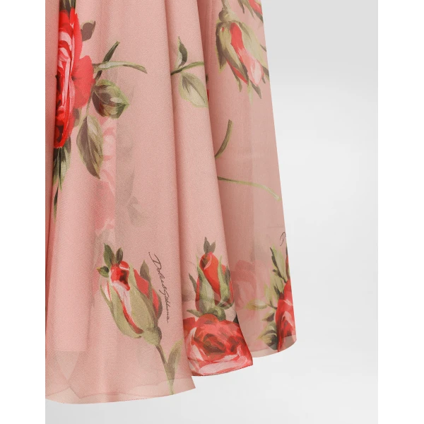 Dolce & Gabbana Rose bouquet-print chiffon circle skirt, view 4