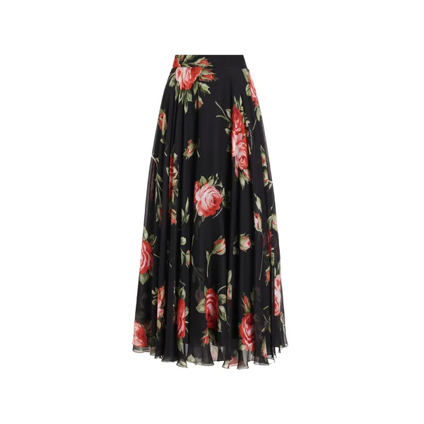 Dolce & Gabbana Rose bouquet-print chiffon circle skirt