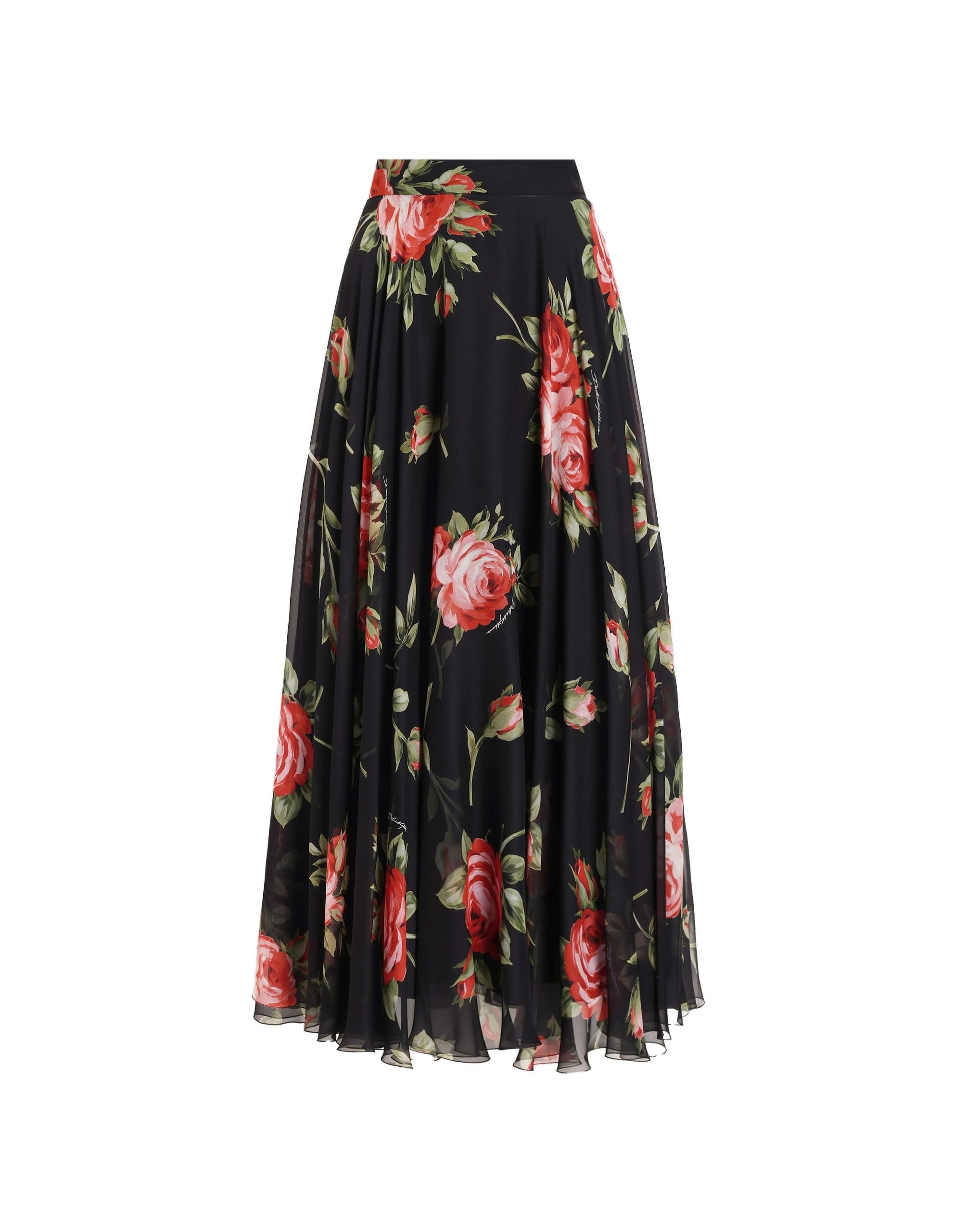 Dolce & Gabbana Rose bouquet-print chiffon circle skirt