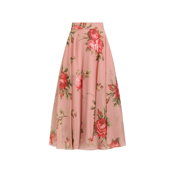 Dolce & Gabbana Rose bouquet-print chiffon circle skirt