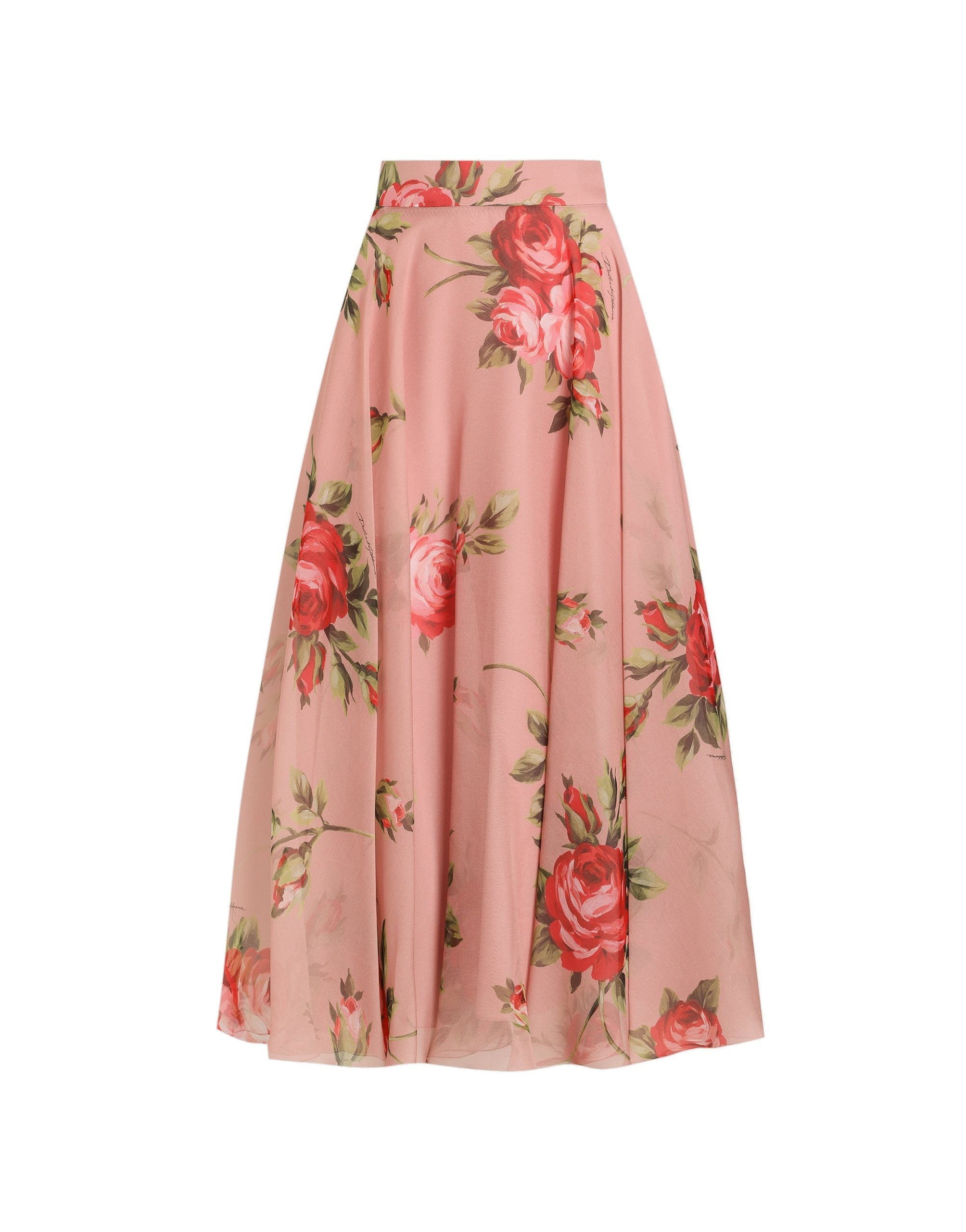 Dolce & Gabbana Rose bouquet-print chiffon circle skirt