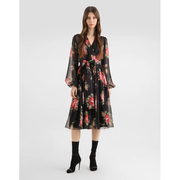 Dolce & Gabbana Rose bouquet-print chiffon dress, view 2