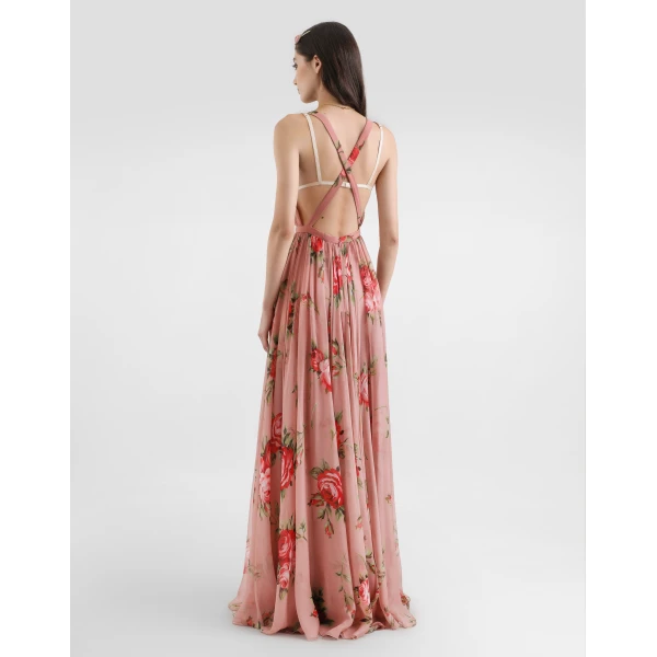 Dolce & Gabbana Rose bouquet-print chiffon dress, view 3
