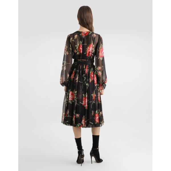 Dolce & Gabbana Rose bouquet-print chiffon dress, view 3