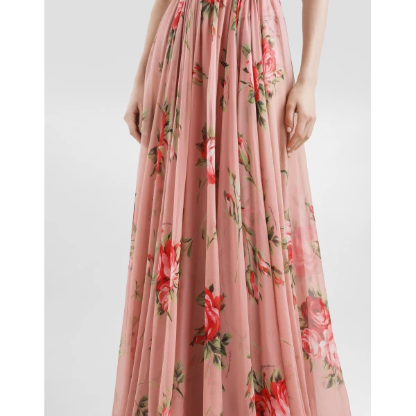 Dolce & Gabbana Rose bouquet-print chiffon dress, view 4