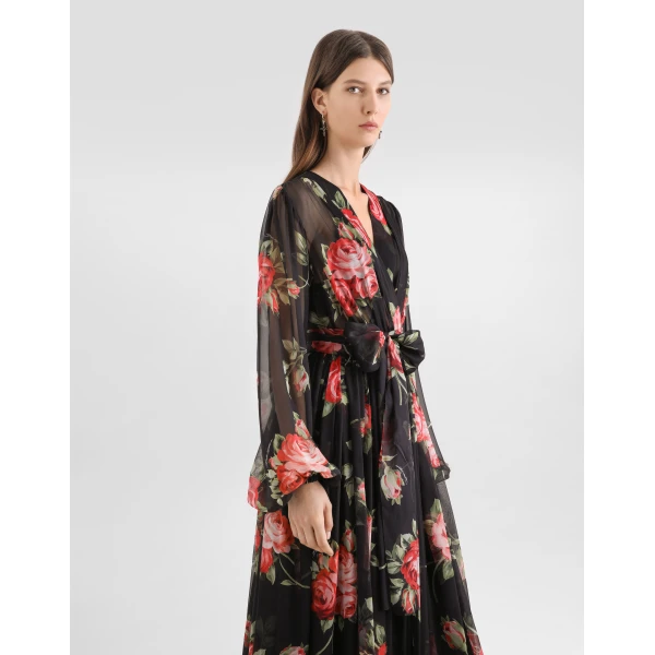 Dolce & Gabbana Rose bouquet-print chiffon dress, view 4