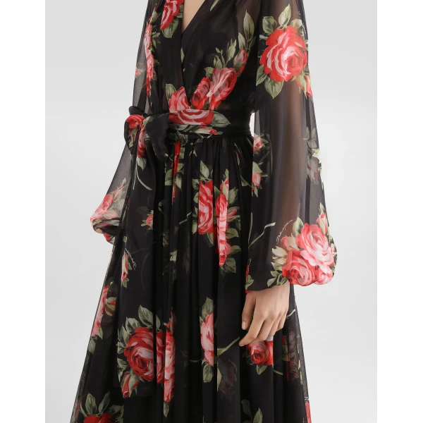 Dolce & Gabbana Rose bouquet-print chiffon dress, view 5