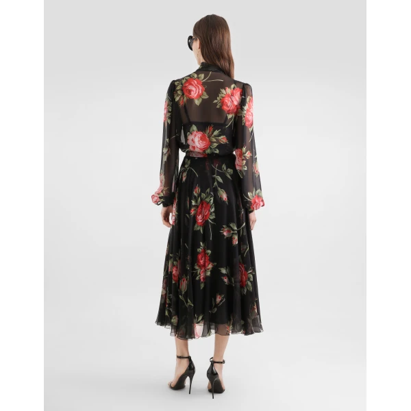 Dolce & Gabbana Rose bouquet-print chiffon top, view 3