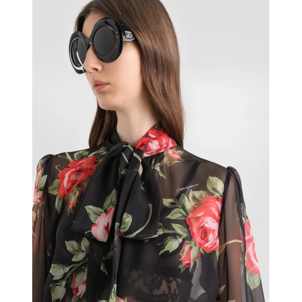 Dolce & Gabbana Rose bouquet-print chiffon top, view 4