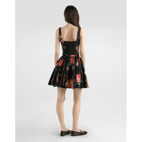 Dolce & Gabbana Rose bouquet-print cotton bustier top, view 3