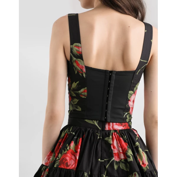 Dolce & Gabbana Rose bouquet-print cotton bustier top, view 5