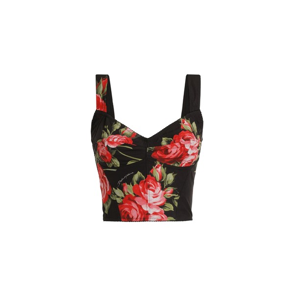 Dolce & Gabbana Rose bouquet-print cotton bustier top