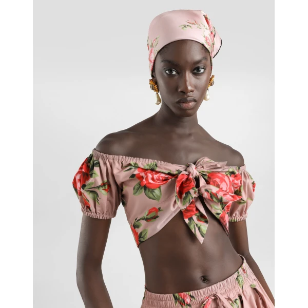 Dolce & Gabbana Rose bouquet-print cotton top, view 4