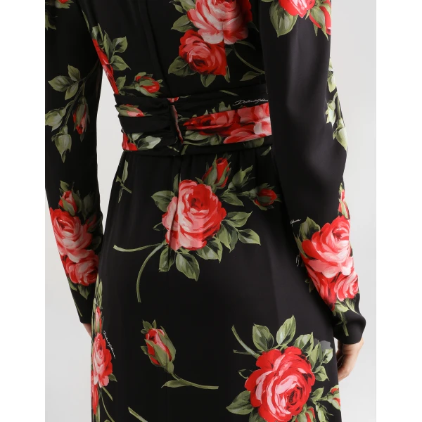 Dolce & Gabbana Rose bouquet-print crêpe dress, view 5