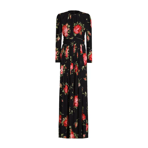 Dolce & Gabbana Rose bouquet-print crêpe dress