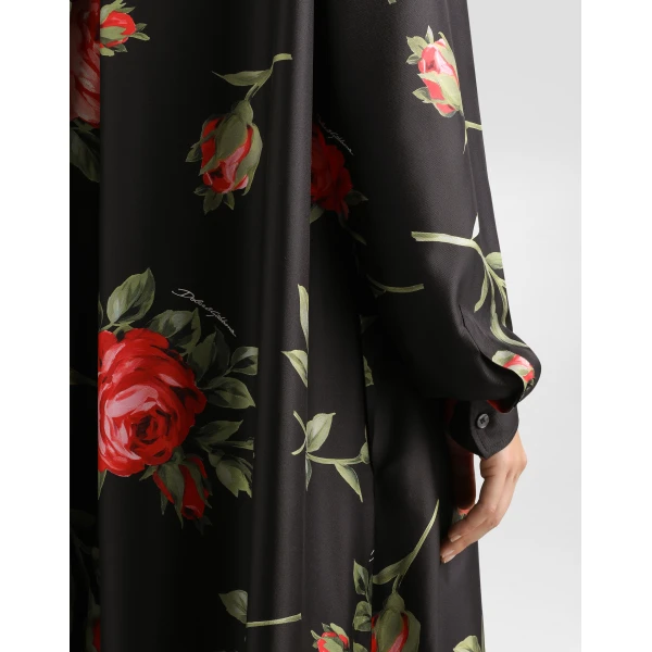 Dolce & Gabbana Rose bouquet-print long twill dress, view 5