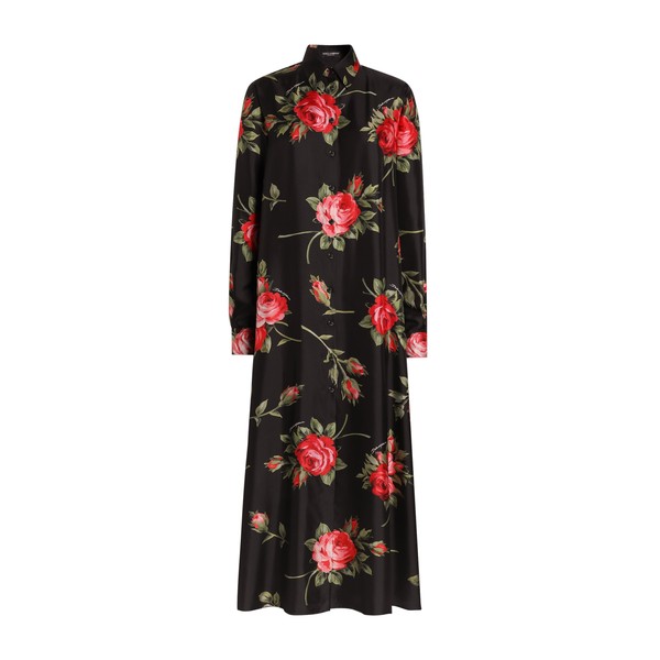 Dolce & Gabbana Rose bouquet-print long twill dress