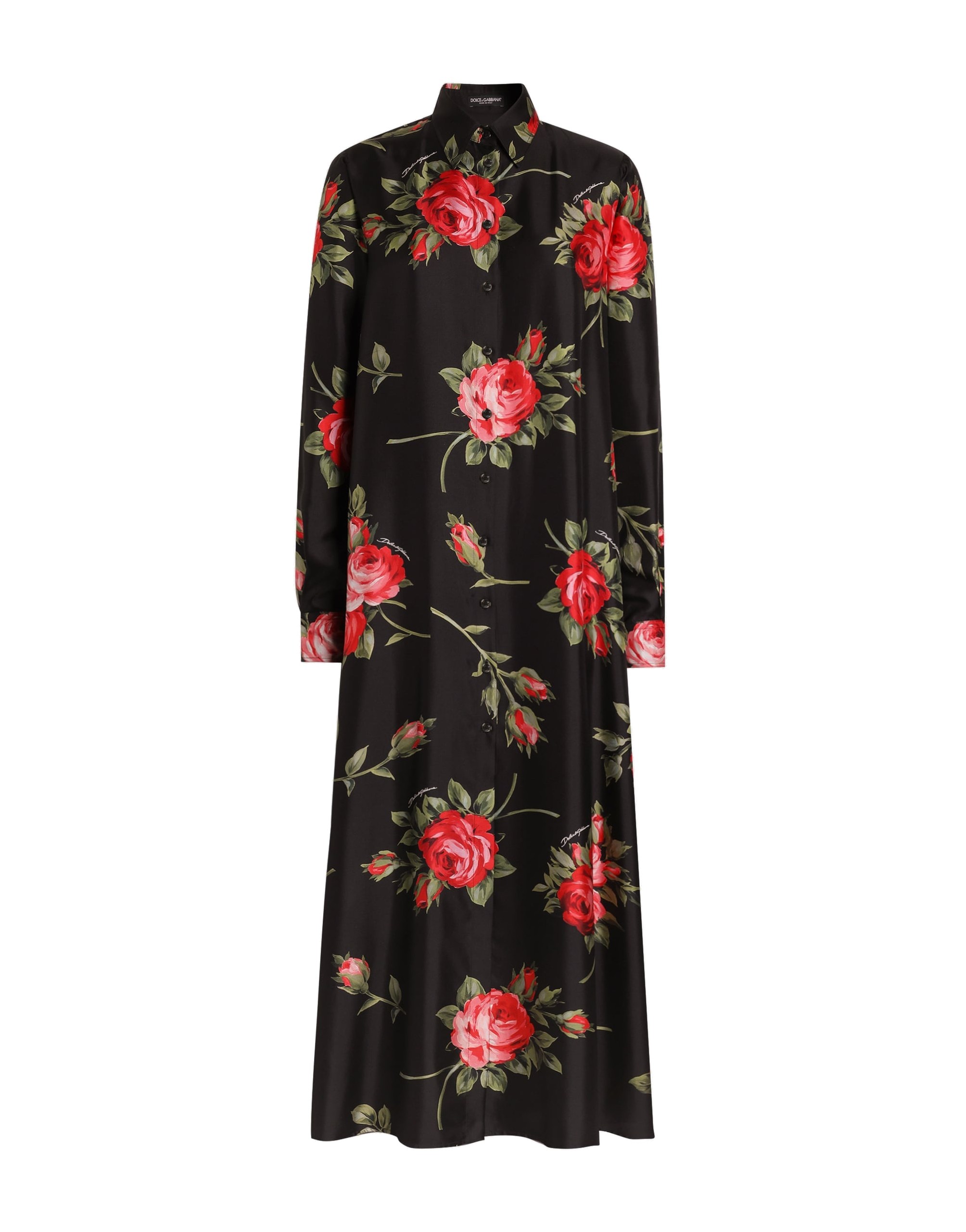 Dolce & Gabbana Rose bouquet-print long twill dress
