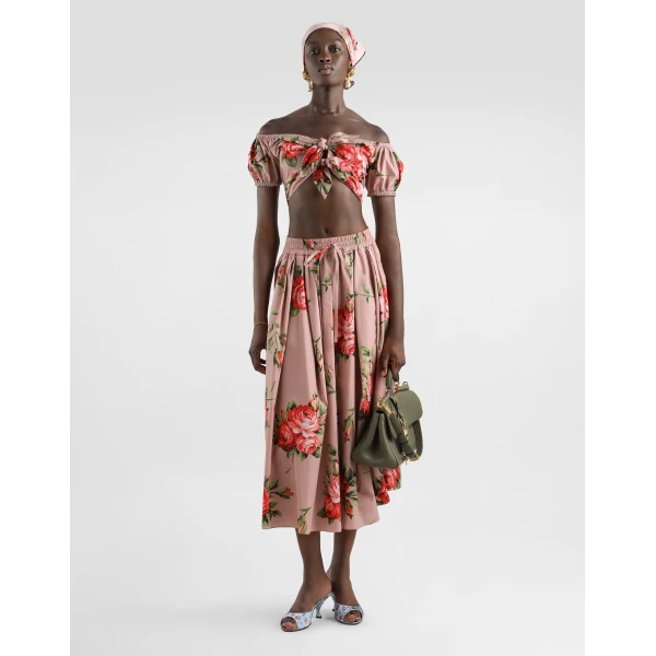 Dolce & Gabbana Rose bouquet-print midi skirt, view 2