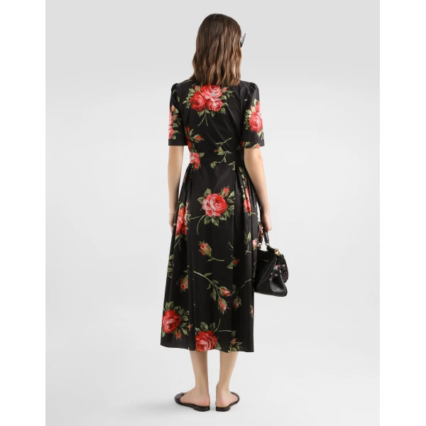 Dolce & Gabbana Rose bouquet-print poplin shirt dress, view 3