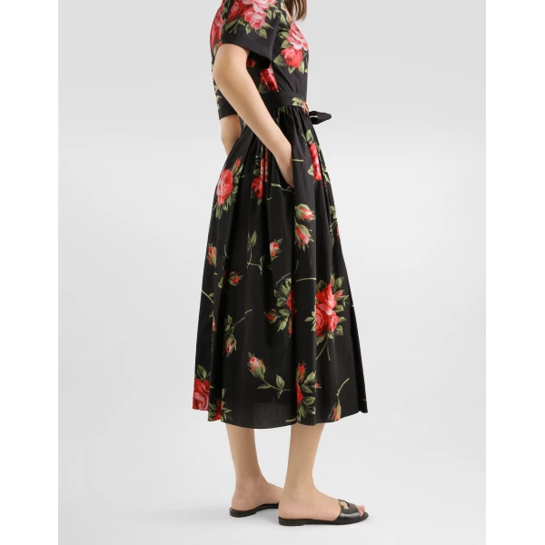 Dolce & Gabbana Rose bouquet-print poplin shirt dress, view 5