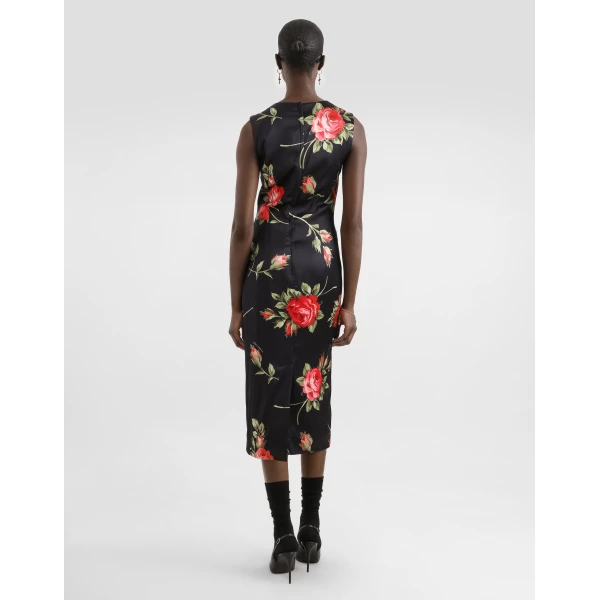 Dolce & Gabbana Rose bouquet-print satin dress, view 3