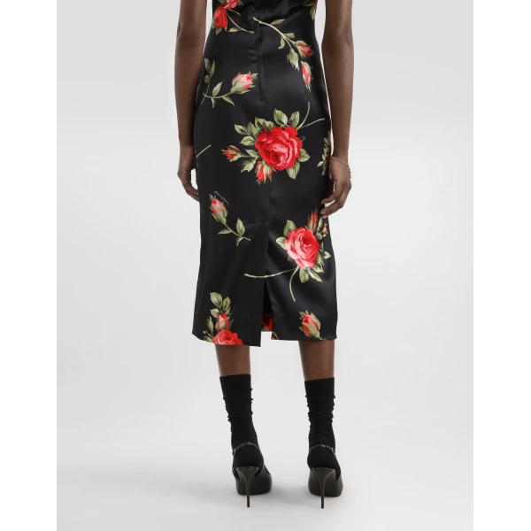 Dolce & Gabbana Rose bouquet-print satin dress, view 5