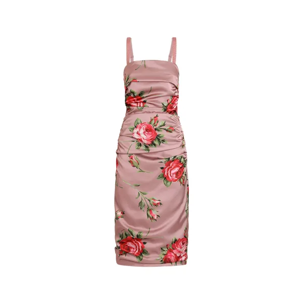 Dolce & Gabbana Rose bouquet-print satin dress