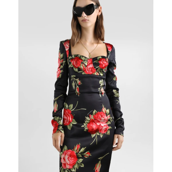 Dolce & Gabbana Rose bouquet-print sheath dress, view 4