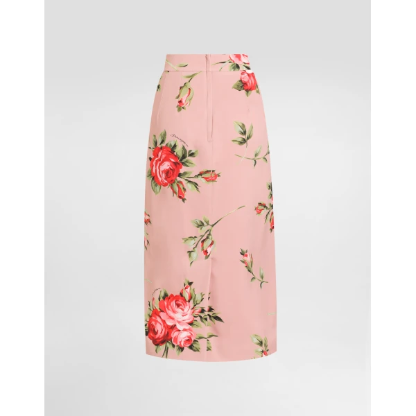 Dolce & Gabbana Rose bouquet-print straight skirt, view 2