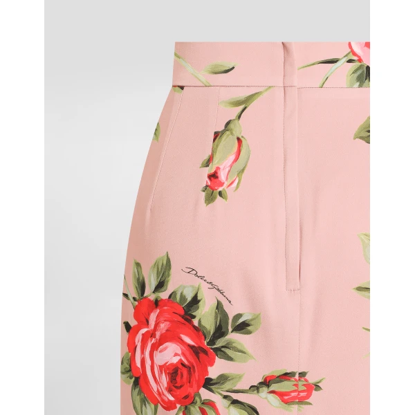 Dolce & Gabbana Rose bouquet-print straight skirt, view 4