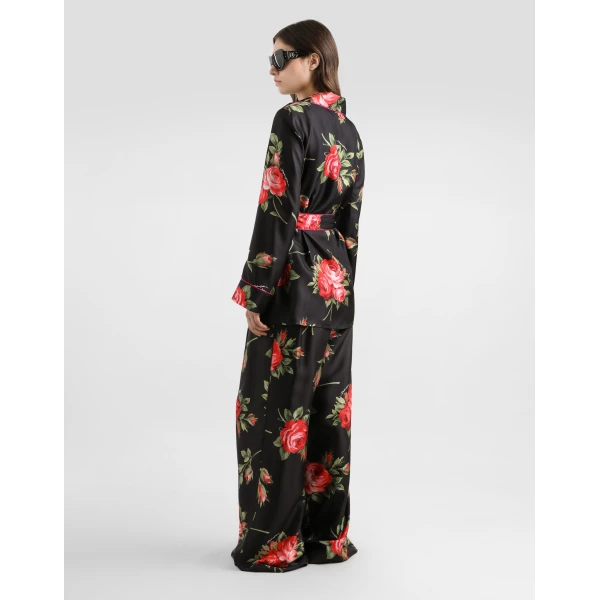 Dolce & Gabbana Rose bouquet-print wide twill trousers, view 3