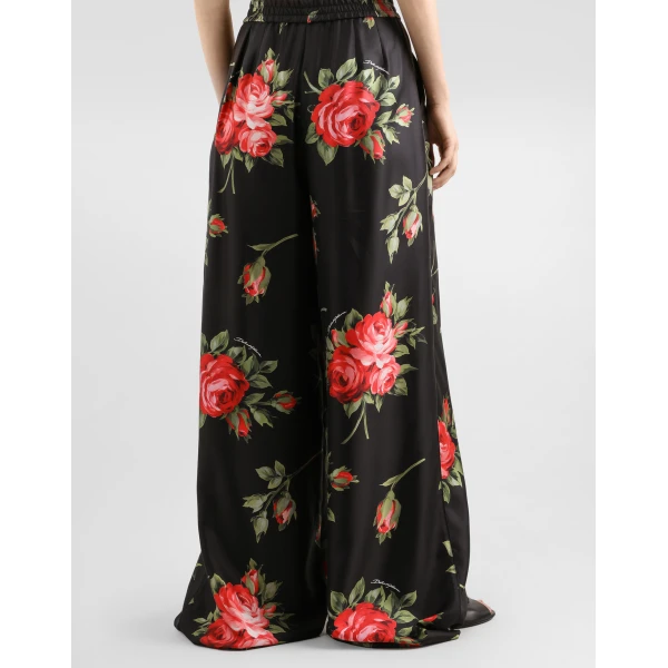 Dolce & Gabbana Rose bouquet-print wide twill trousers, view 5