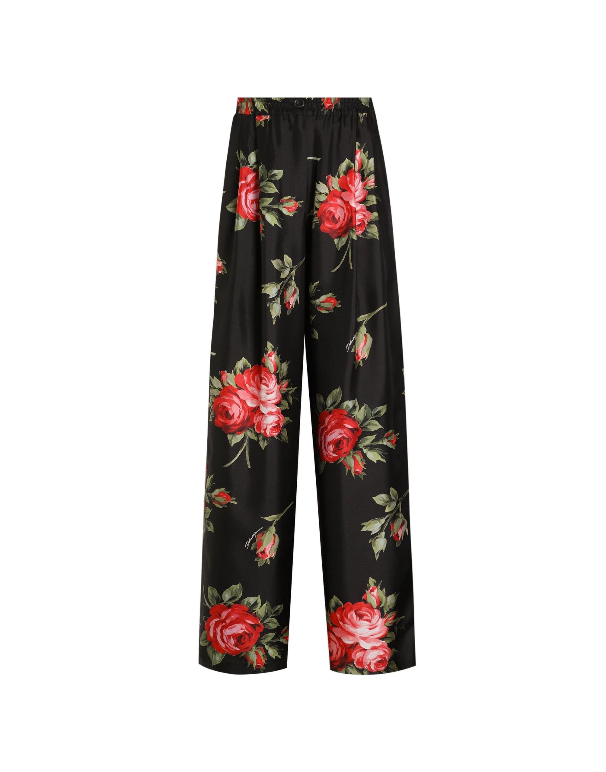 Dolce & Gabbana Rose bouquet-print wide twill trousers