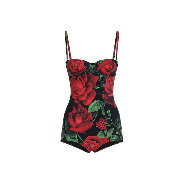 Dolce & Gabbana Rose-print balconette one-piece swimsuit