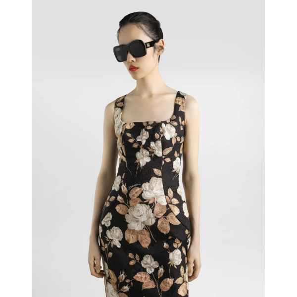 Dolce & Gabbana Rose-print brocade dress, view 4