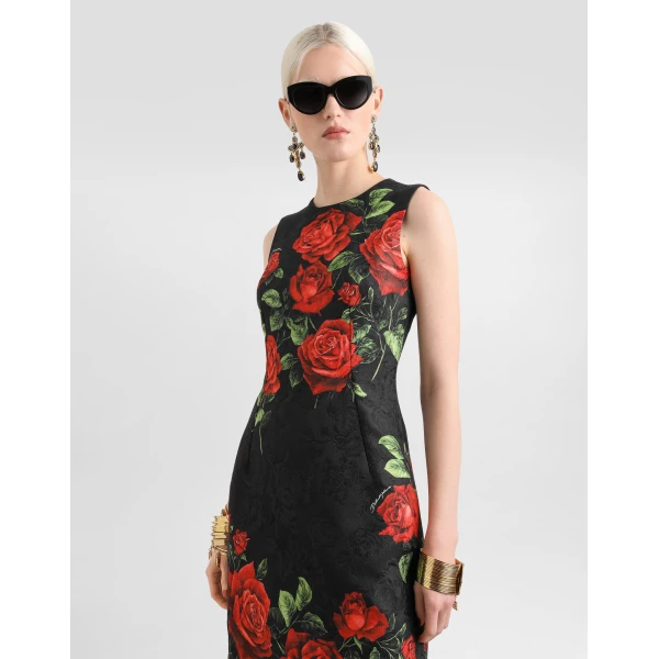 Dolce & Gabbana Rose-print brocade dress, view 4