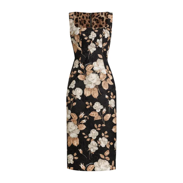 Dolce & Gabbana Rose-print brocade dress
